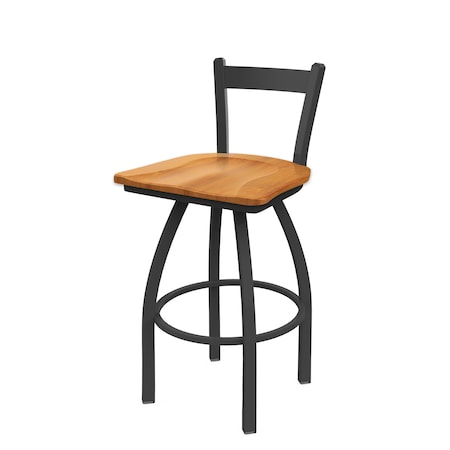 Holland Bar Stool Co 30" Low Back Swivel Bar Stool, Pewter Finish, Med Maple Seat 82130PWMedMpl